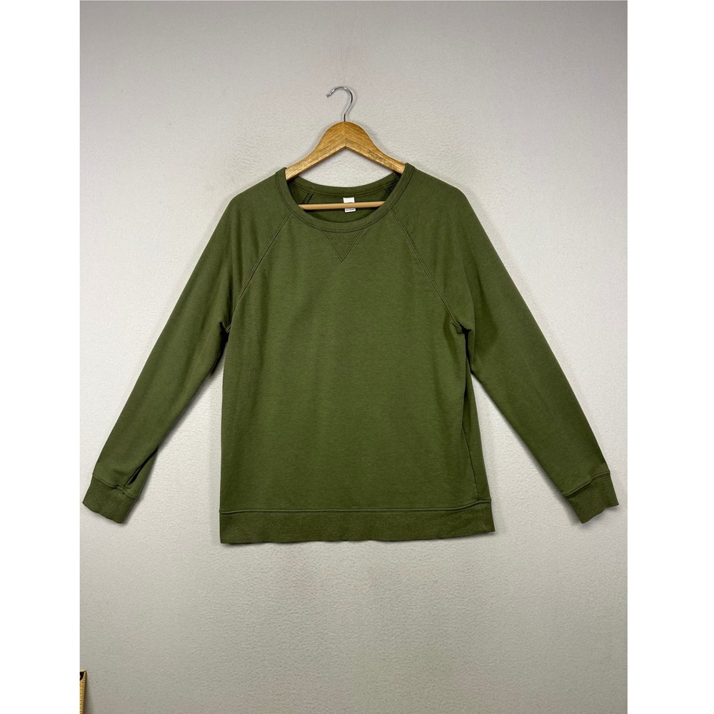Gorpcore Earthy Old Navy Mens L Olive Green Raglan Crewneck Sweatshirt Pullover